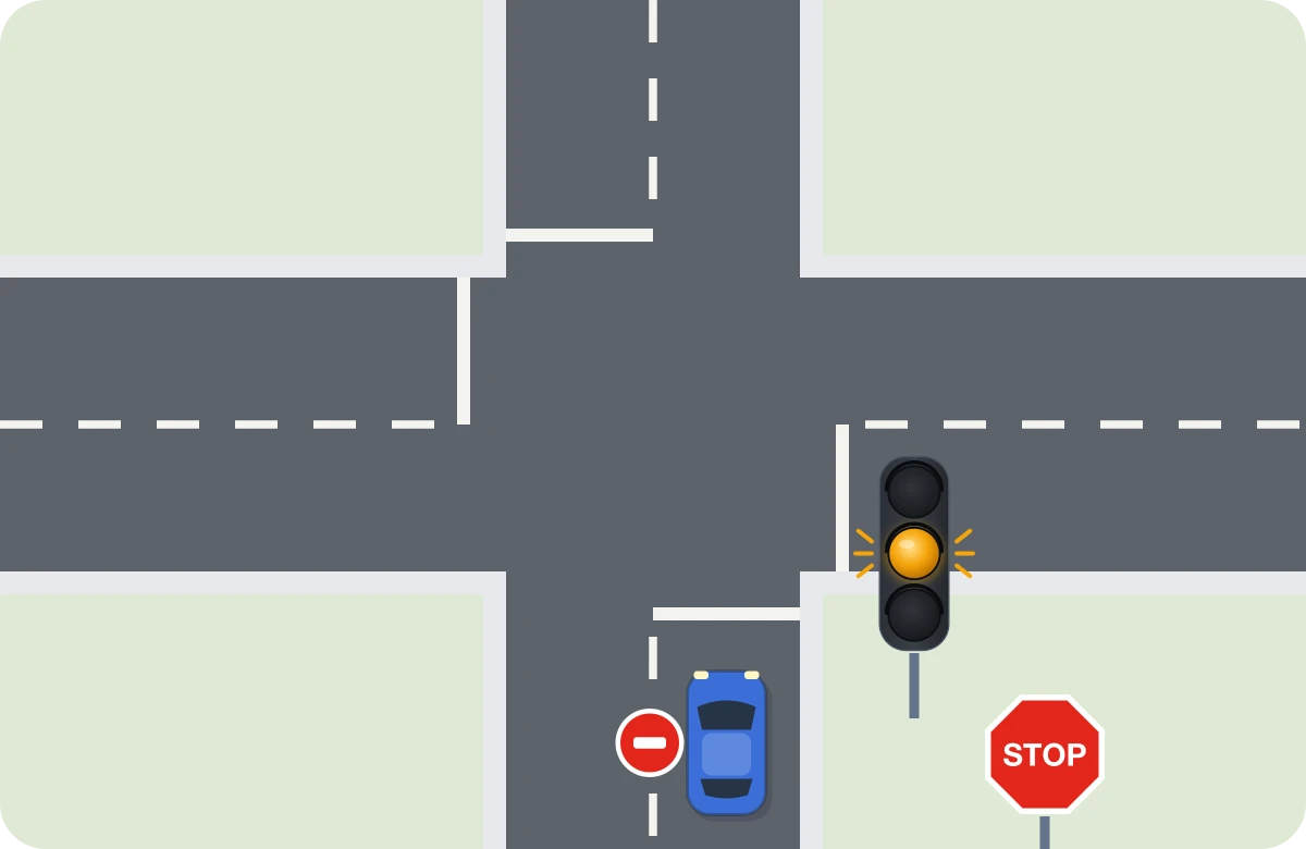 Ámbar intermitente con un STOP debajo: también haces el STOP.