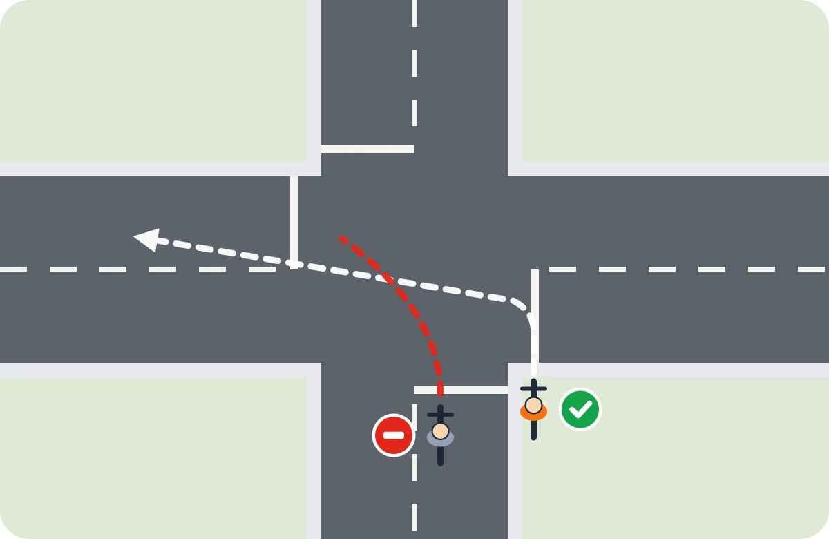 Sin carril para girar, el ciclista se coloca a la derecha, fuera de la calzada si puede, y cruza cuando no viene nadie. Girar desde el centro de la calzada está mal.