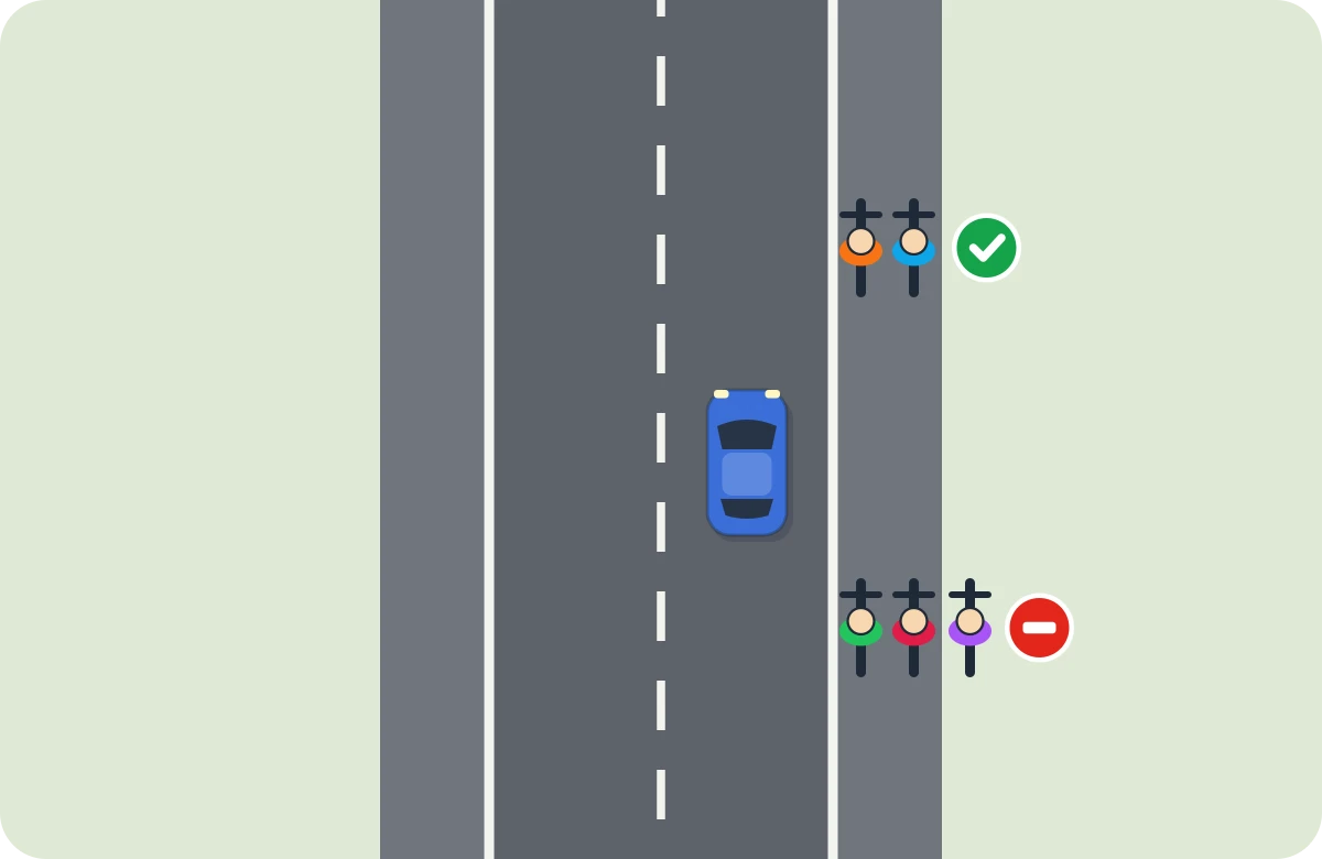 Dos ciclistas en paralelo por el arcén: correcto. Tres en paralelo: incorrecto.