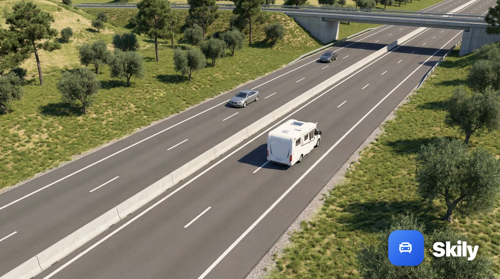 Какова максимально разрешенная скорость движения по скоростной дороге (Autovía) для автодома (Autocaravana) с разрешенной максимальной массой (MMA) менее 3500 кг?