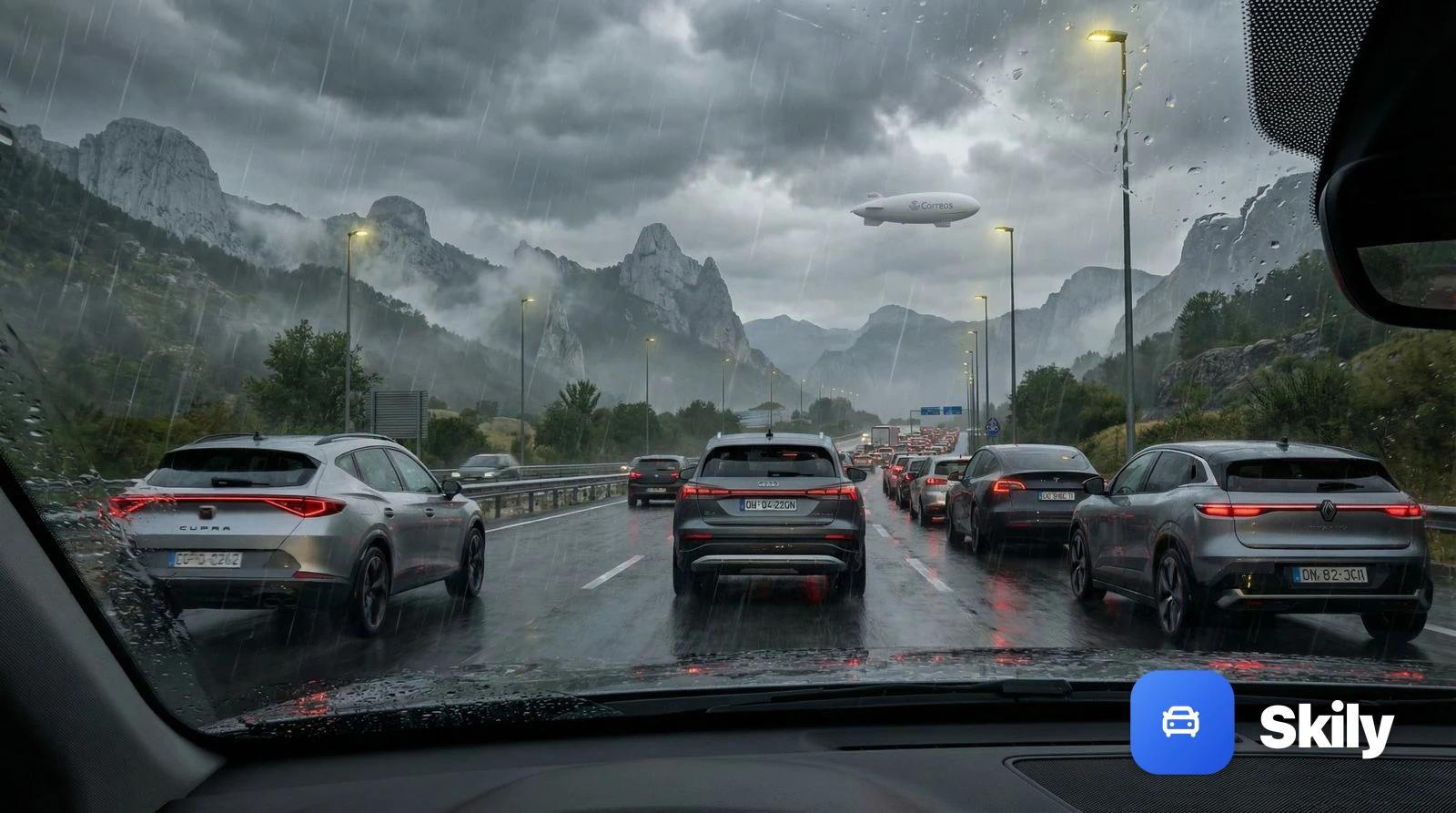 Движение по автомагистрали (autopista) со скоростью 120 км/ч во время сильного дождя — это движение со скоростью...