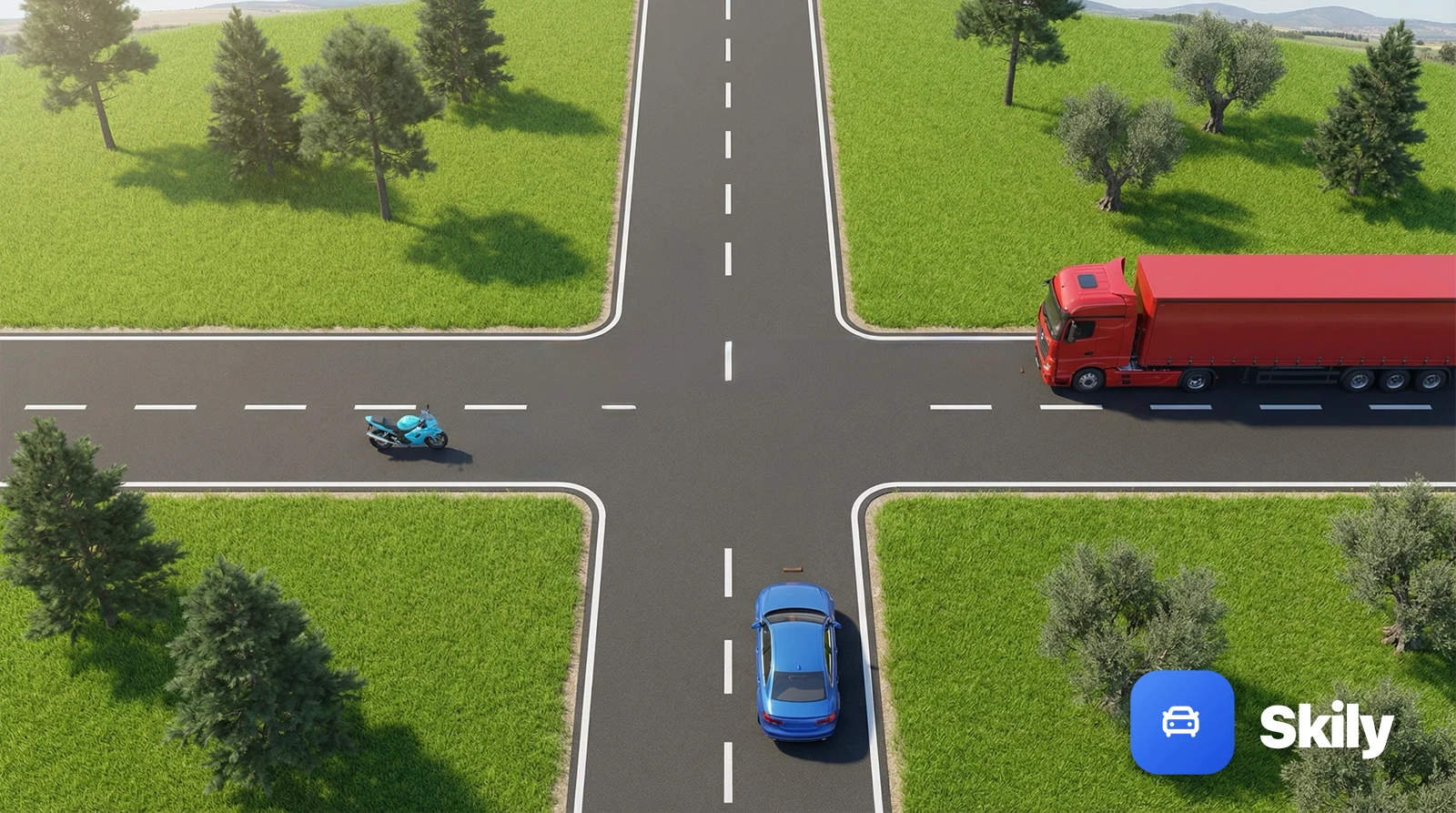 En esta intersección sin señalizar, ¿qué vehículo pasará primero?