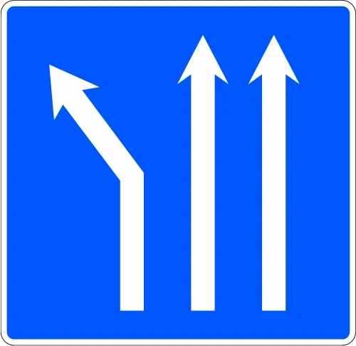 Left-hand fork on a three-lane carriageway