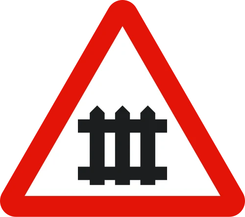 Level crossing with barrier or gate ahead