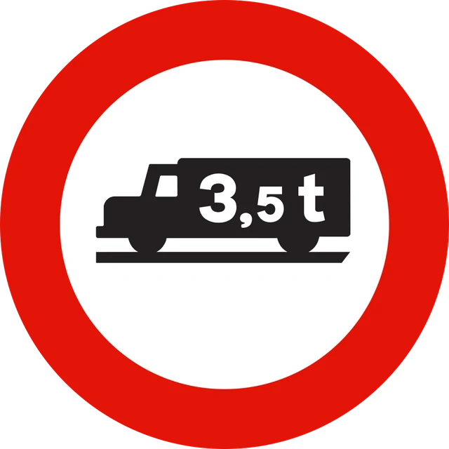 No goods vehicles over indicated maximum authorised mass