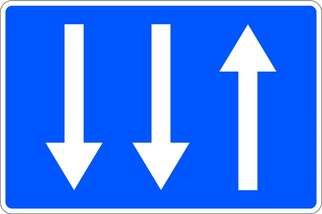 One lane ahead with two lanes in the opposite direction