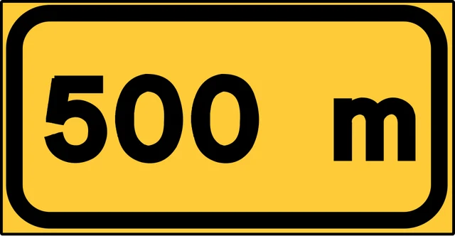 Distance to hazard or restriction ahead (roadworks)