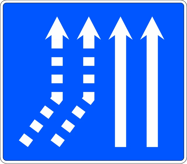 Two lanes joining from the left on a two-lane carriageway