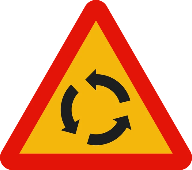 Roundabout ahead (roadworks)