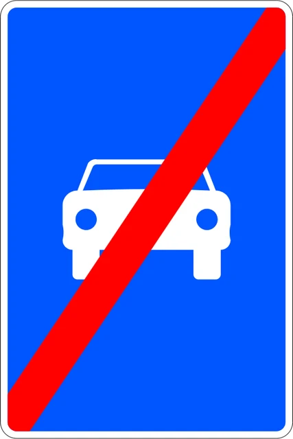 End of road reserved for motor vehicles