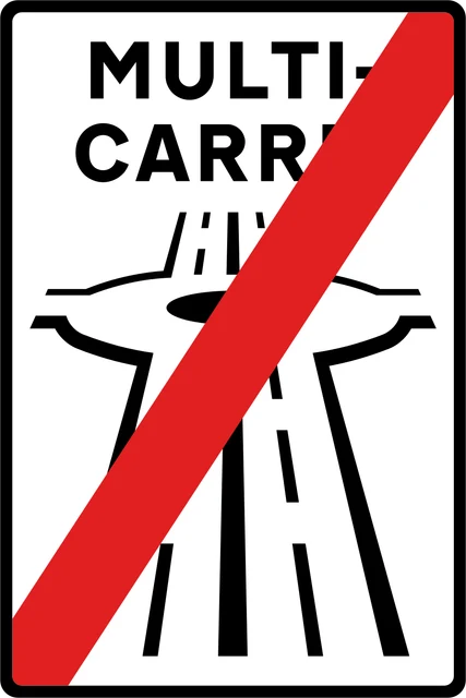 End of multi-lane road