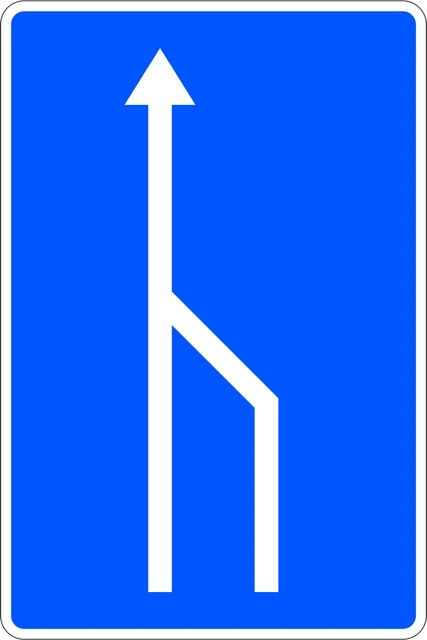 Right-hand lane ends (two-lane road)