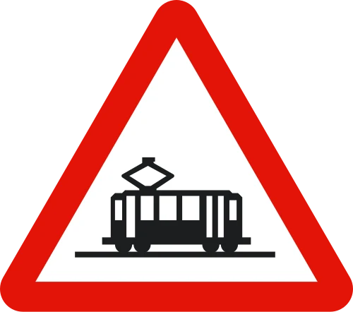 Tram crossing ahead