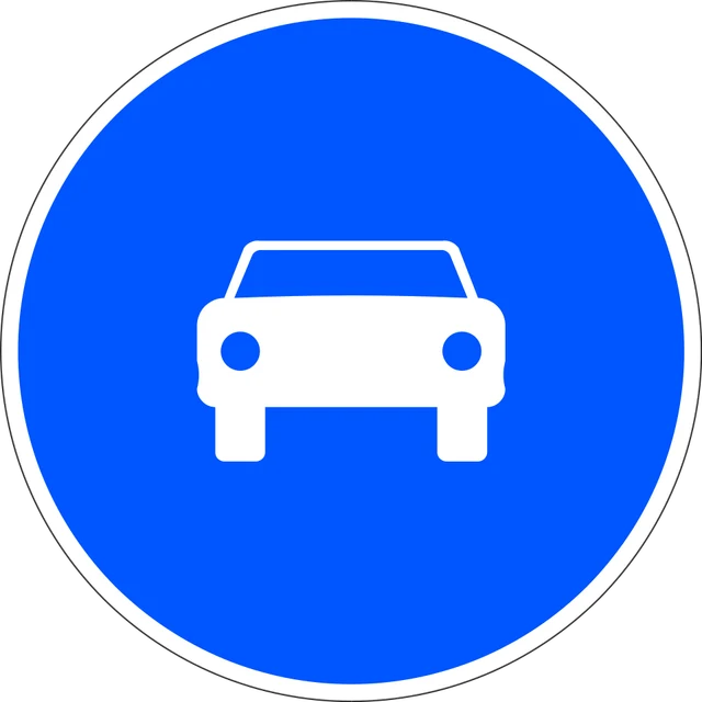 Compulsory carriageway for motor vehicles, except two-wheeled motorcycles