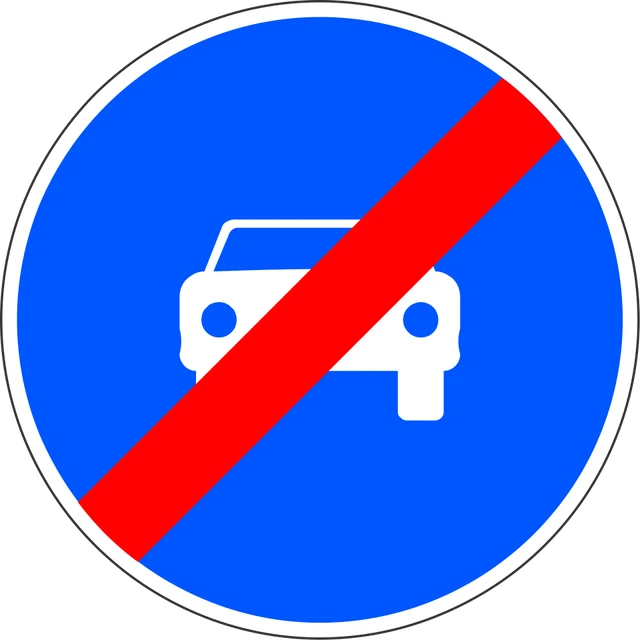 End of compulsory route for motor vehicles except two-wheeled motorcycles