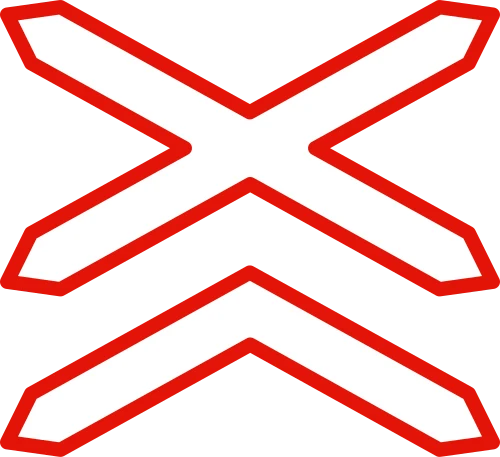 Multiple-track level crossing without gates or barriers