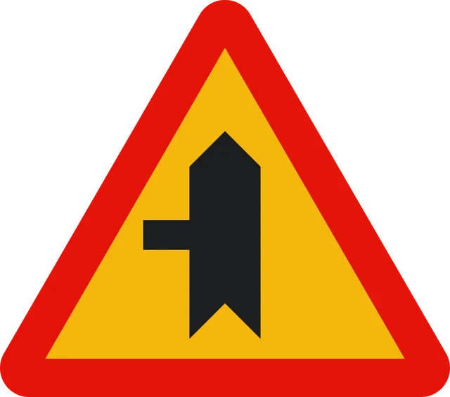 Priority over side road on the left (temporary roadworks)