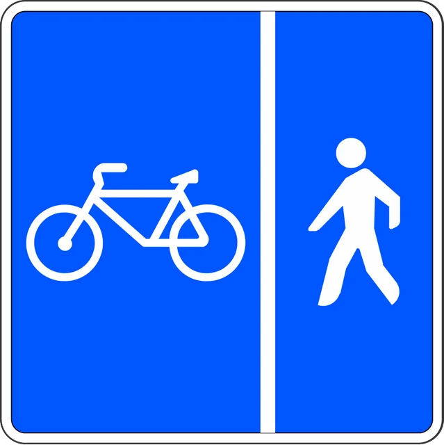 Segregated route for pedal cycles and pedestrians