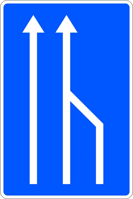Right-hand lane ends ahead (3-lane carriageway)