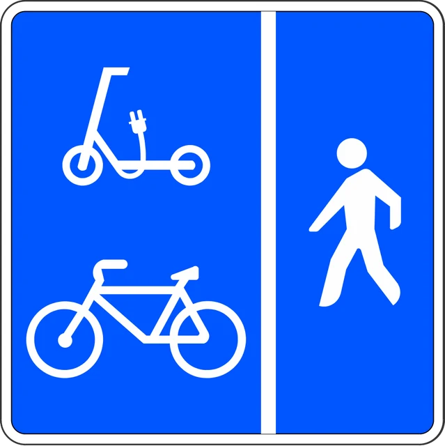 Segregated track for cycles, personal mobility vehicles, and pedestrians