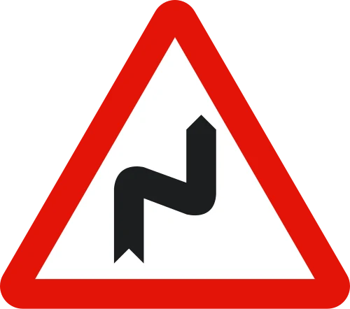Double bend ahead, first to the right