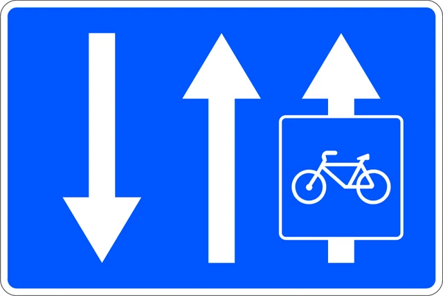 Cycle lane adjacent to a two-way carriageway