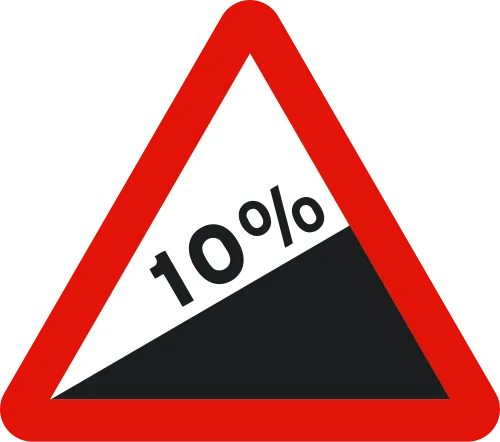 Steep hill upwards ahead
