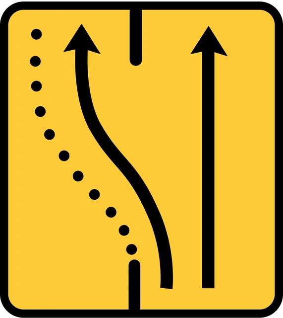 Roadworks: one lane diverted to the opposite carriageway, one lane maintained through the works