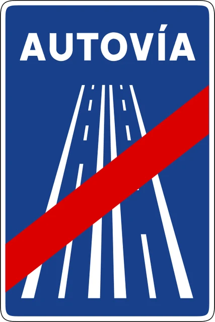 End of dual carriageway (autovía)