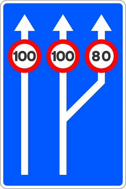 Increase from two to three lanes with lane-specific speed limits