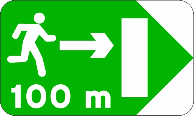 Tunnel emergency exit directional sign