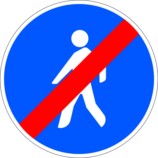 End of compulsory path for pedestrians