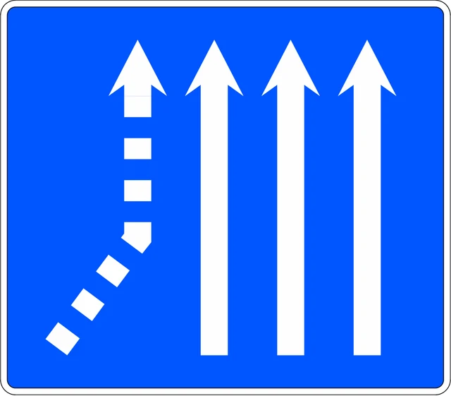 Lane joining from the left on a three-lane carriageway