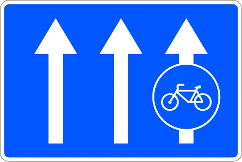 Mandatory cycle lane adjacent to a one-way carriageway