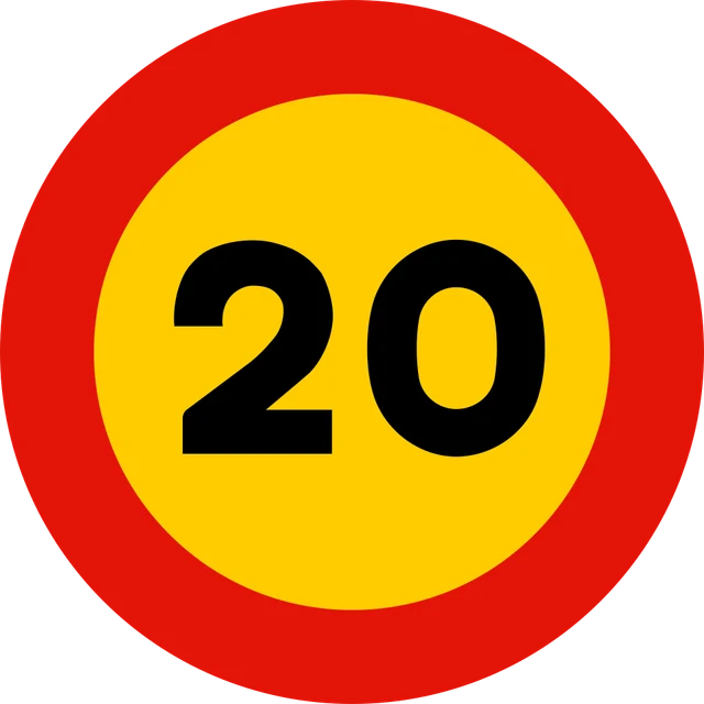 Maximum speed limit 20 km/h