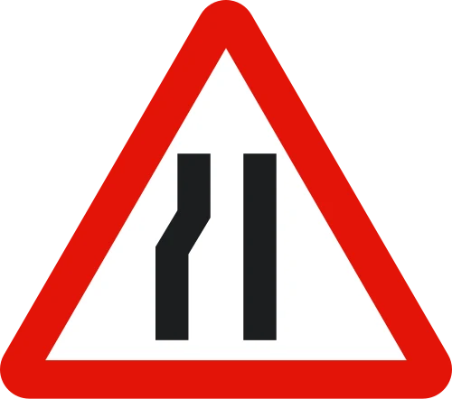Road narrows on the left