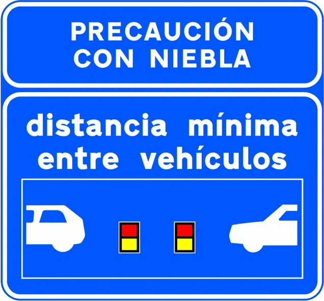 Minimum following distance indicated by fog beacon lights