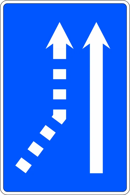 Lane joining from the left on a single-lane carriageway