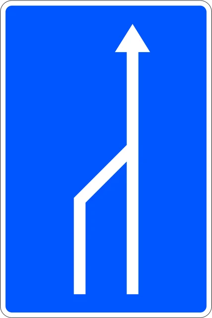 Left-hand lane ends (two-lane road)