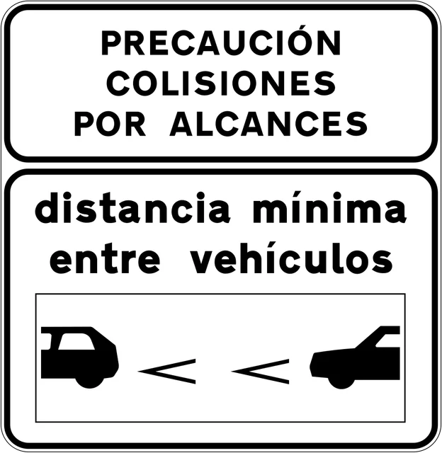Minimum following distance on conventional or multi-lane road
