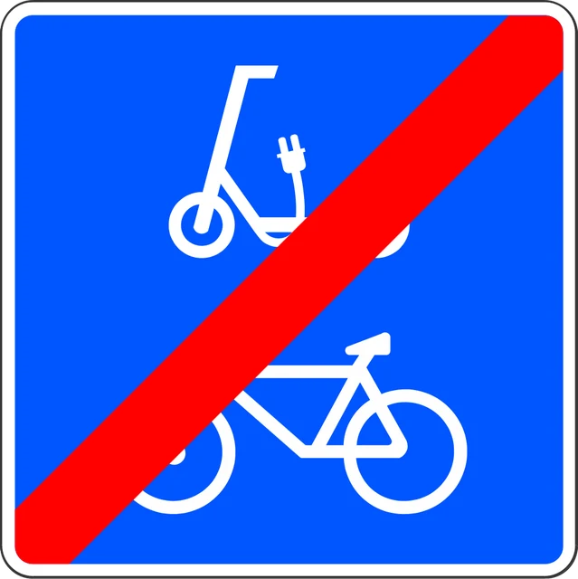 End of route reserved for cycles and personal mobility vehicles