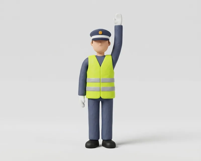 Police officer signal: vertically raised arm