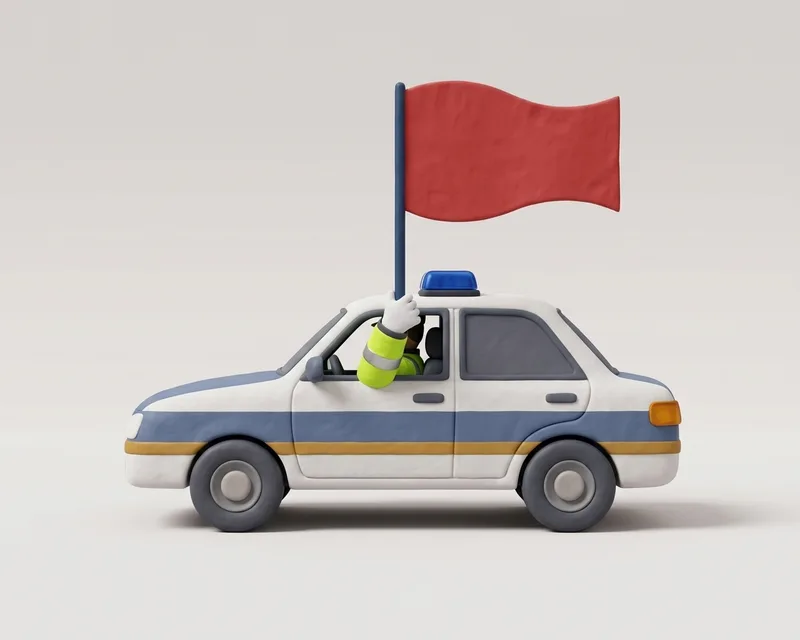 Red flag displayed from a vehicle