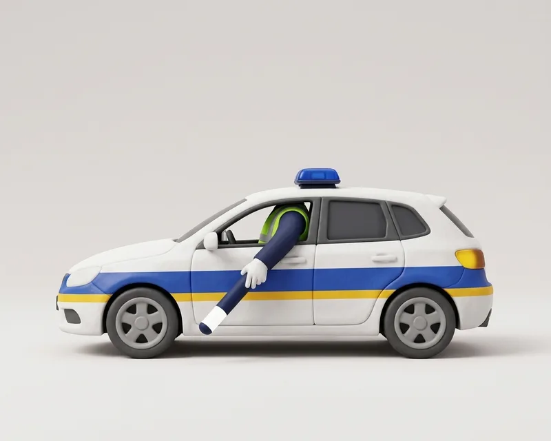 Arm extended downwards and held steady from a vehicle