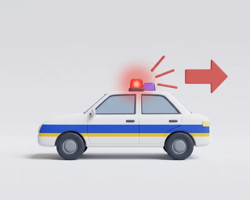 Flashing red light forward from a police vehicle