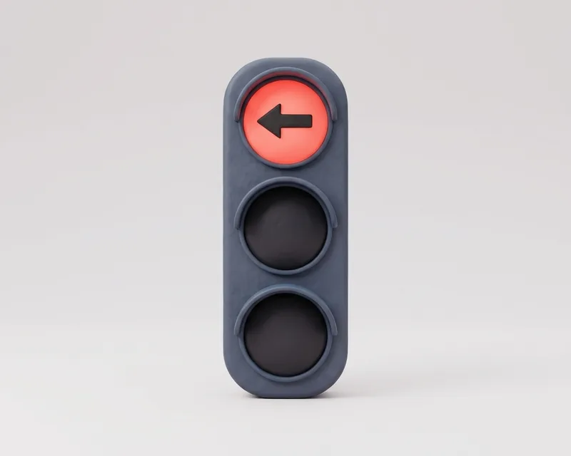 Black arrow on red or amber light