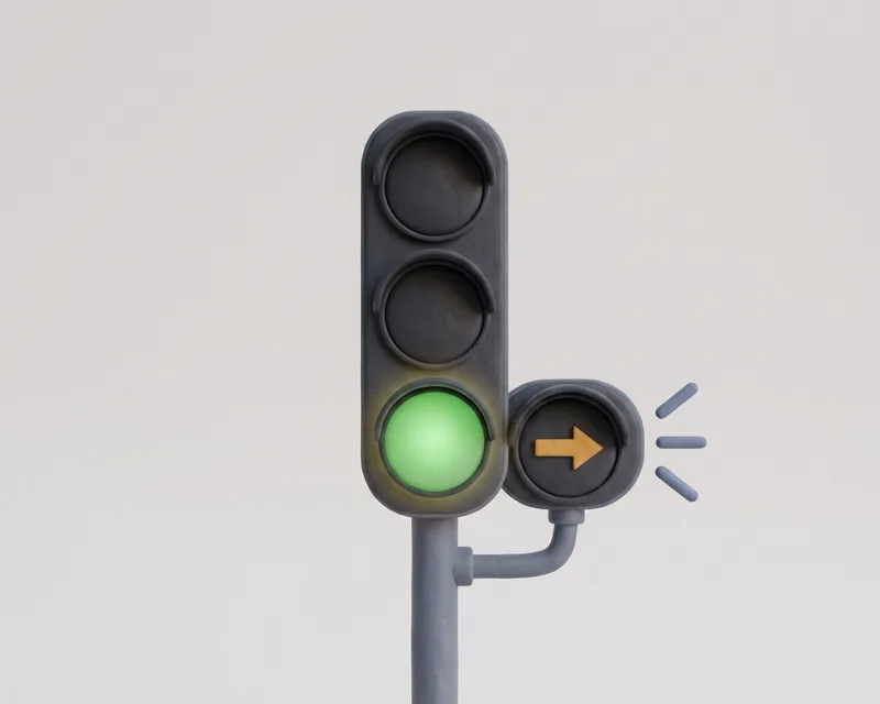 Flashing amber turn arrow