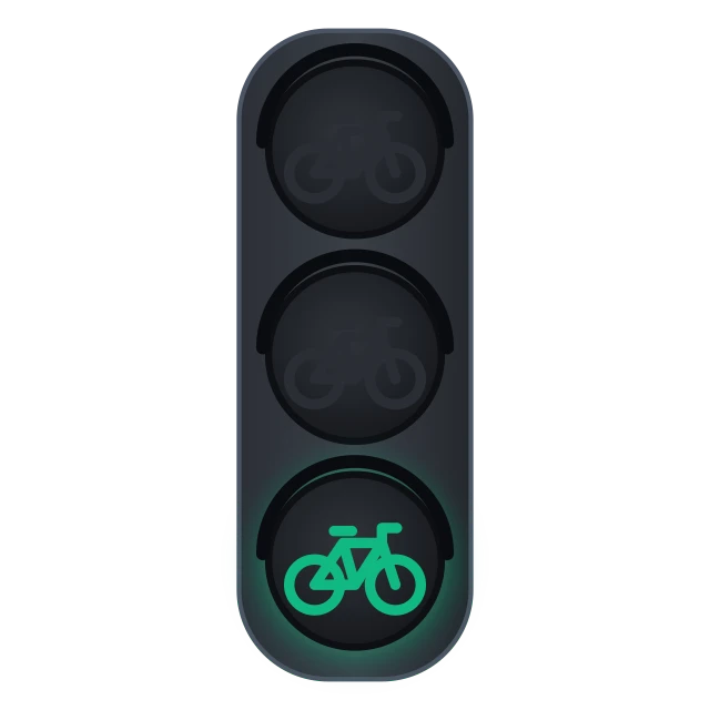 Silueta de ciclo. Sus luces afectan solo a los ciclistas.