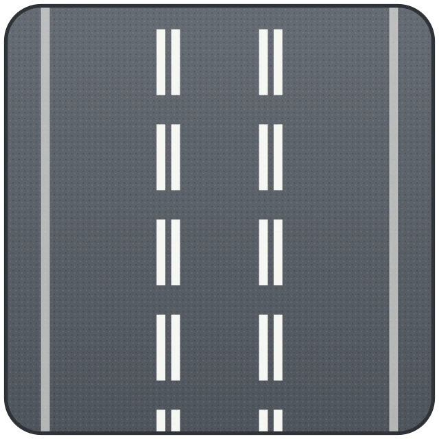 Doble discontinua (M-1.4 / M-1.5). Carril reversible: su sentido cambia según la hora. Obedece los semáforos de carril que lo regulan.