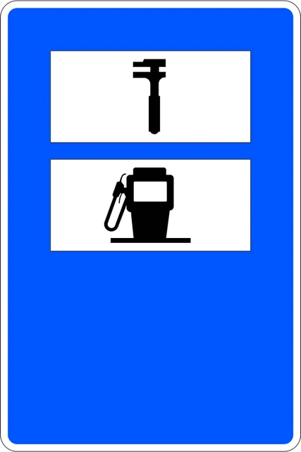 Vehicle repair shop and petrol station